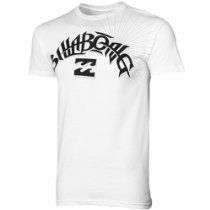 White graphic T-shirt with black stylized logo on the chest