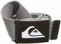 Gray woven belt with black Quiksilver buckle logo