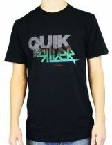 Black T-shirt with gray and turquoise graffiti-style 