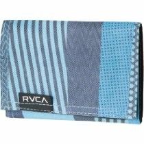 Blue patterned RVCA wallet with a striped and dotted design