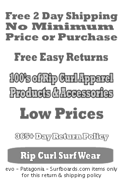Rip Curl free shipping and 365 day 100% returns.