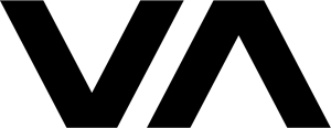 Black geometric logo with two bold angular shapes on a white background