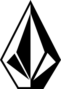 Black geometric diamond-shaped logo with sharp angular facets on a white background