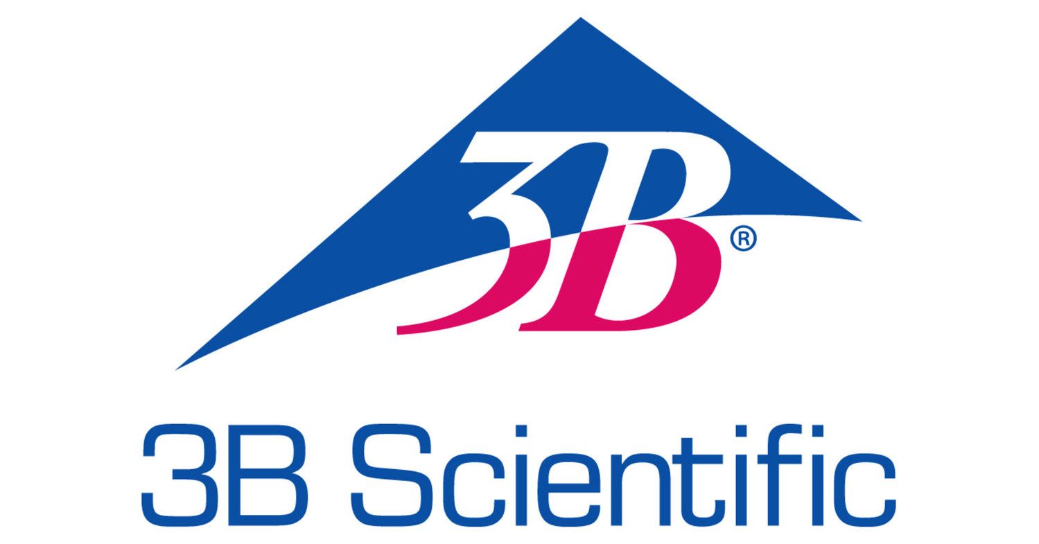 Le logo de 3b scientific est un triangle bleu avec la lettre b dessus.