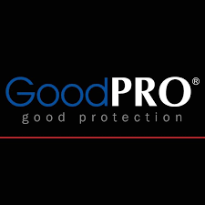 Le logo de goodpro good protection est sur fond noir.