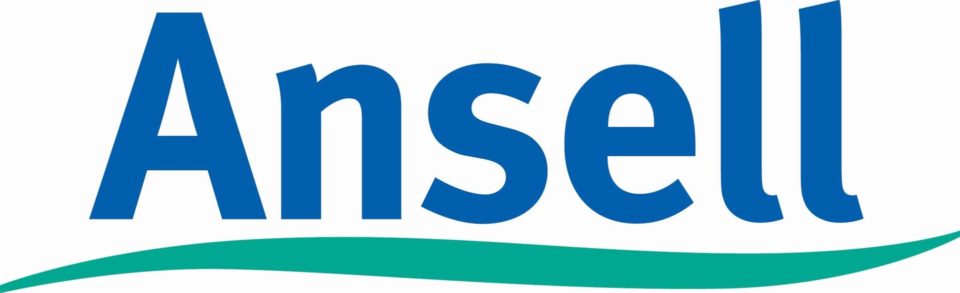 Un logo ansell bleu et vert sur fond blanc