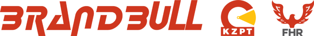Un logo rouge et blanc pour brandbull kzpt