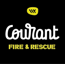 Le logo de courant fire and rescue est sur fond noir.