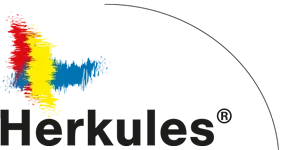 Un logo pour Hercules avec un coup de pinceau coloré