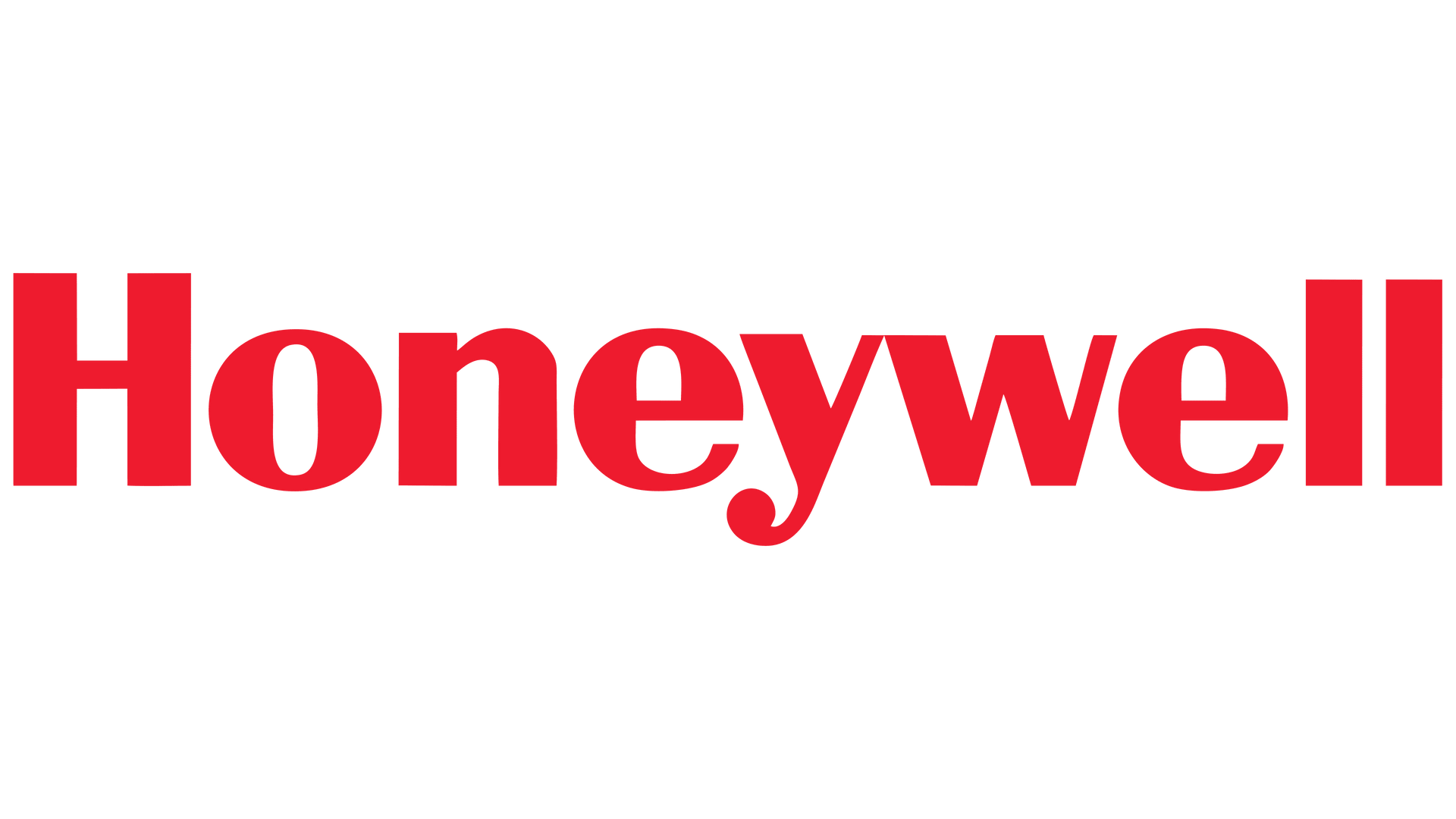 Le logo honeywell est rouge et blanc sur fond blanc.