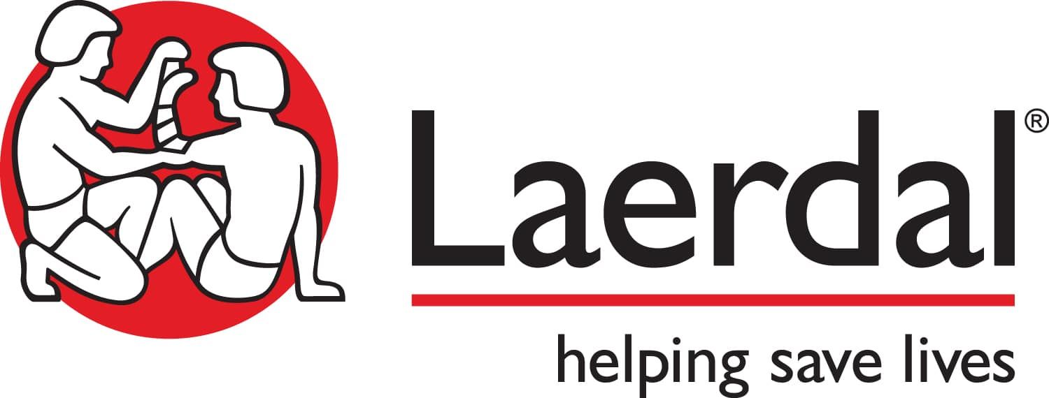 Un logo pour une entreprise appelée laerdal qui aide à sauver des vies