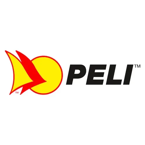 Un logo peli avec un cercle jaune et une flèche rouge sur fond blanc.