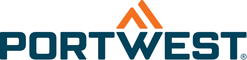 Un logo pour portwest est affiché sur un fond blanc