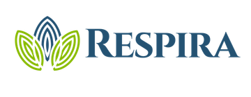 Respira logo with blue and green leaf icon on a white background