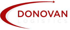 Donovan Logistics logo in red and gray with a sweeping arrow