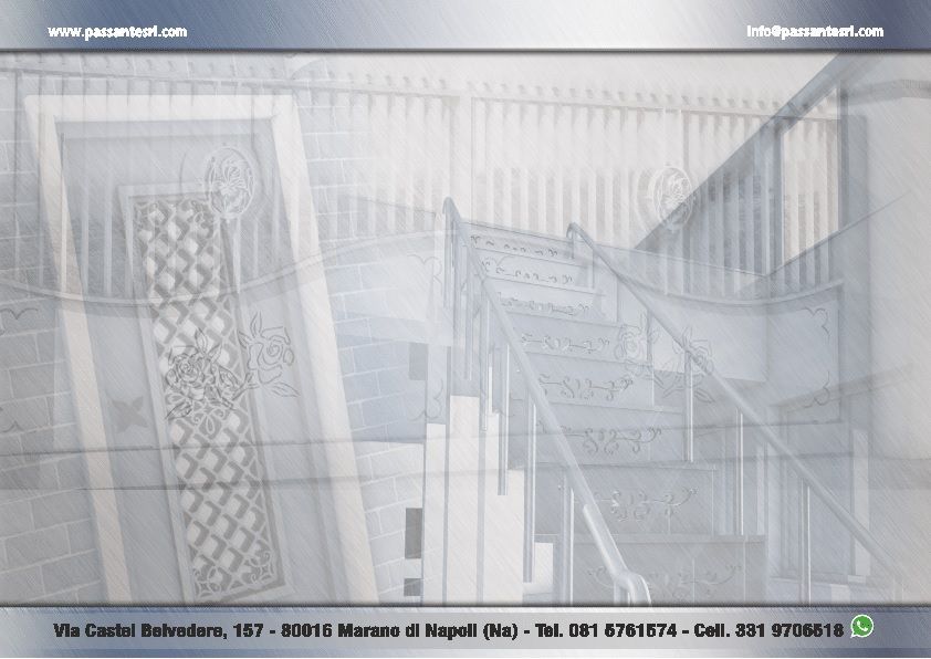 Veduta in bianco e nero dell'ingresso di una moschea con scale, ringhiere e porte decorative dietro una rete metallica.