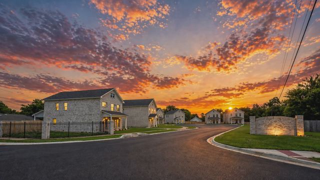 Forest Lake homes at sunset