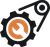 A blue circle with a white circle in the middle on a white background.