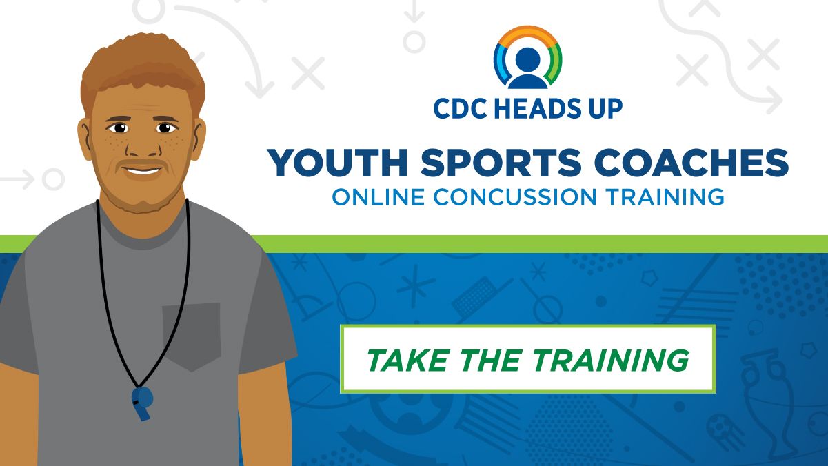 CDC Heads Up youth sports coaches online concussion training banner with a “Take the Training” button