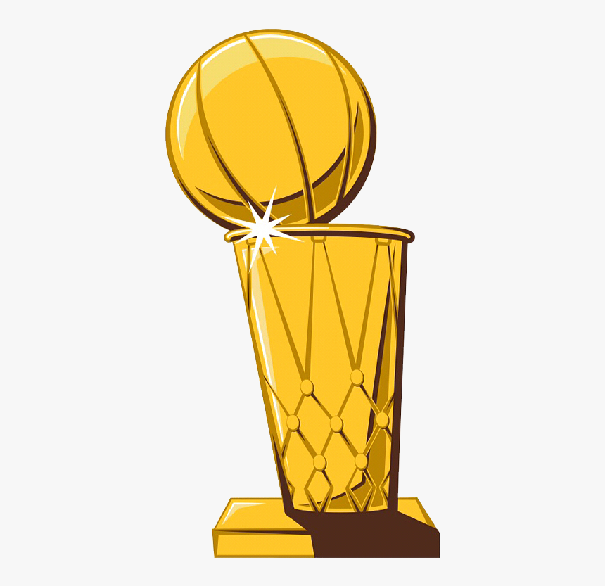 Golden basketball trophy with a ball on top, on a pedestal