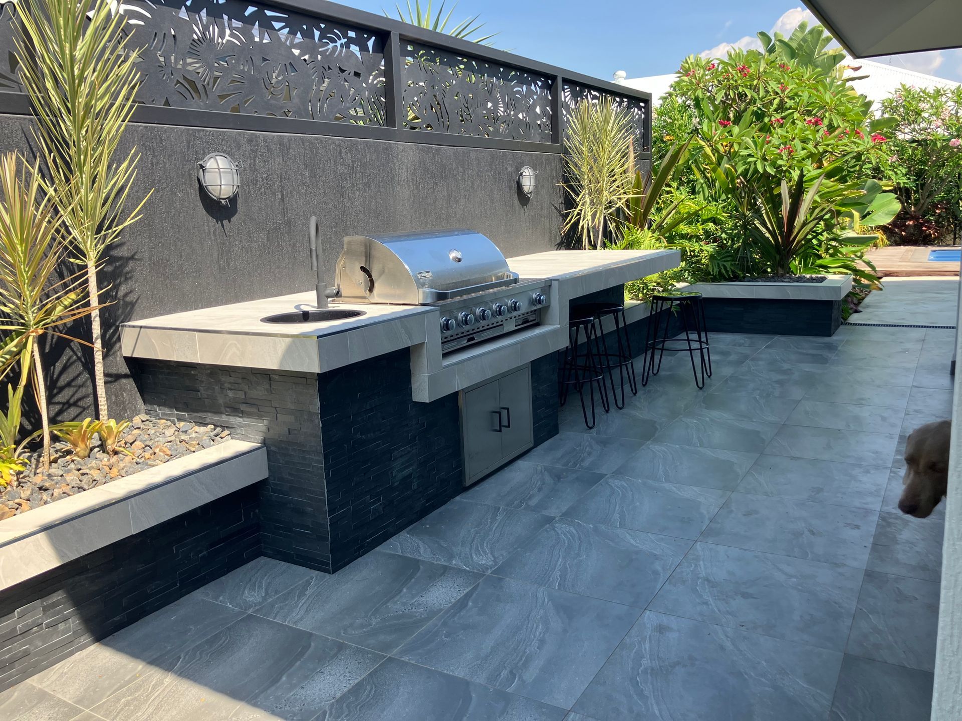 Outdoor Kitchen With a Grill, Sink, and Seating — Northco Constructions In Muirhead, NT