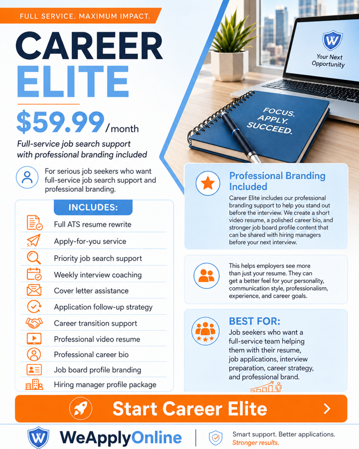 Career Elite recruiting flyer with $59.99/month pricing, orange-blue design, and “Start Career Elite” button Career Elite recruiting flyer with $59.99/month pricing, orange-blue design, and “Start Career Elite” button