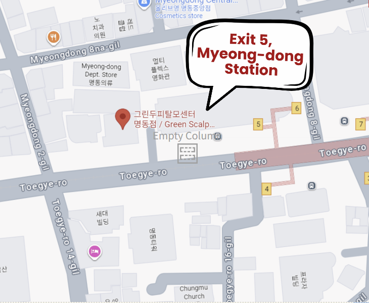 Map from Myeongdong Station Exit 5