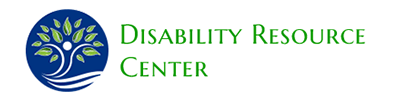 Logo for Disability Resource Center; a blue circle with a tree and text