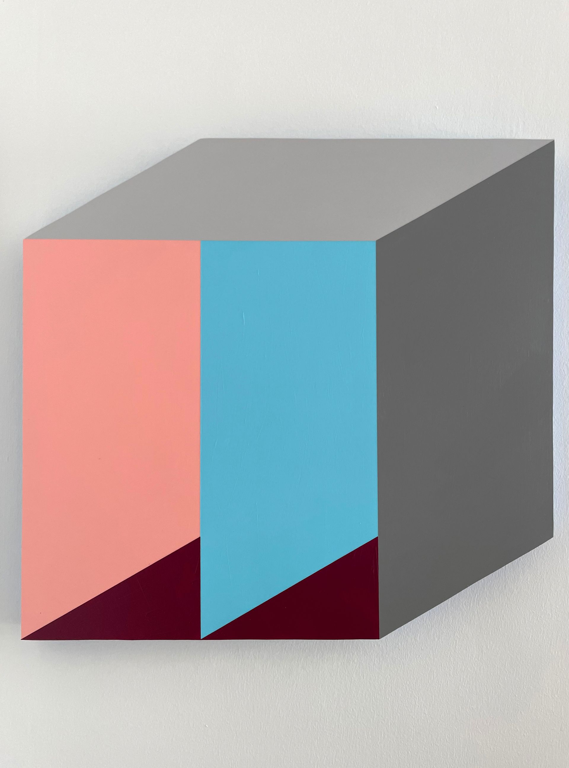 A cube with three different colors on it