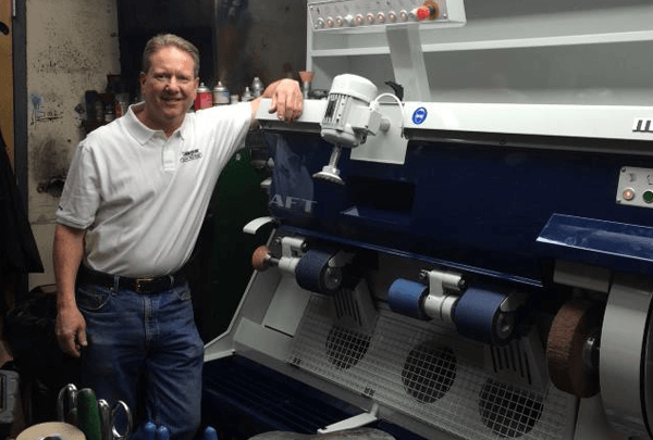 Happy Owner and His Shoe Machine — St. Louis, MO — Cobblestone Quality Shoe Repair