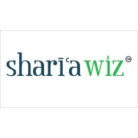 The logo for sharia wiz is green and white on a white background.