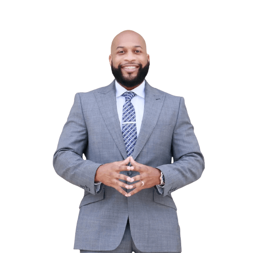 Martinis Jackson is a very accredited and successful Abe lawyer Martinis Jackson, a Personal Injury Lawyer, standing happily with excitement to help.
