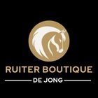 Paarden Petrie Paardrijlaarzen  "RUITER BOUTIQUE DE JONG" op een zwarte achtergrond.