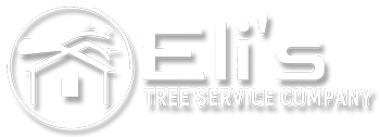 A logo for a tree service company with a house and a tree in a circle.