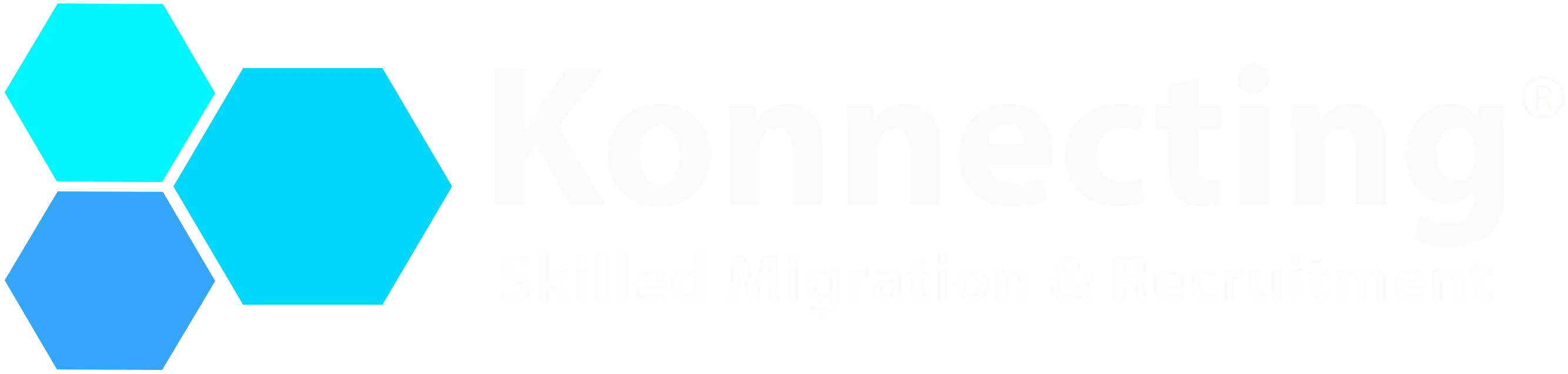 Logo with blue honeycomb shapes and white text: 
