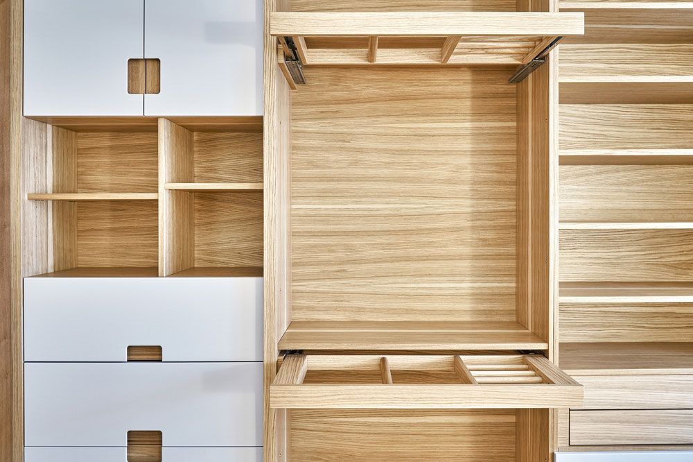 Empty wooden cabinet — Cabinetry in Cairns, QLD