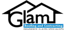 Logo for Glam Roofing and Contracting featuring a house outline above the name and "INSURANCE CLAIMS SPECIALISTS" text.