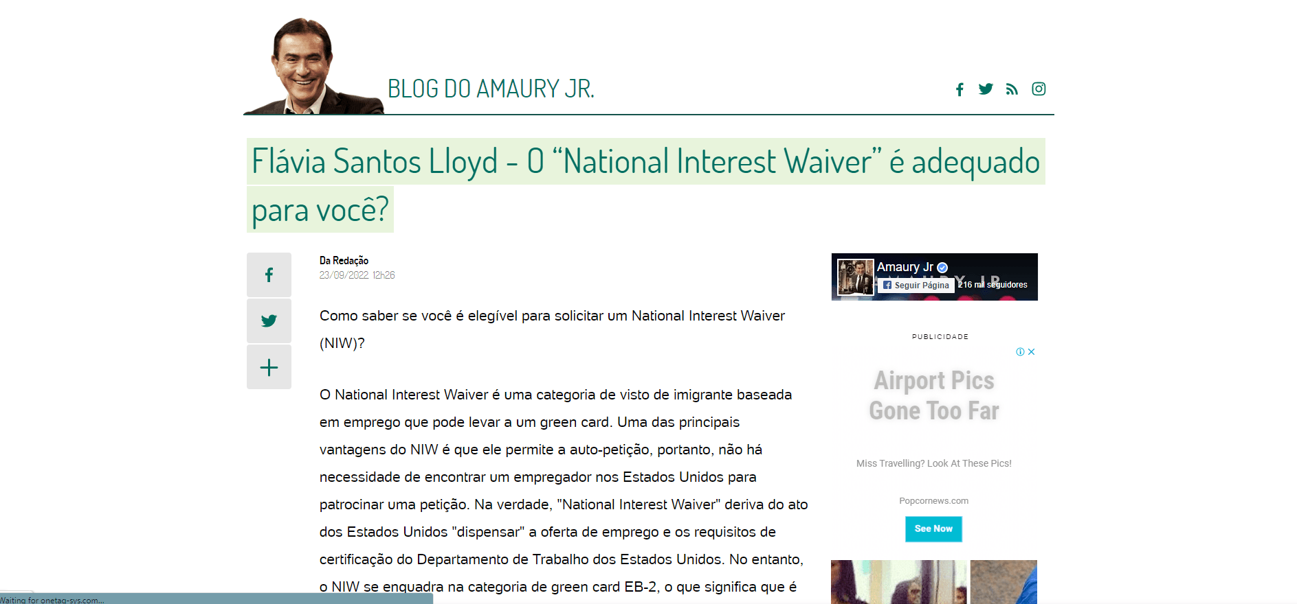 A webpage article titled 
