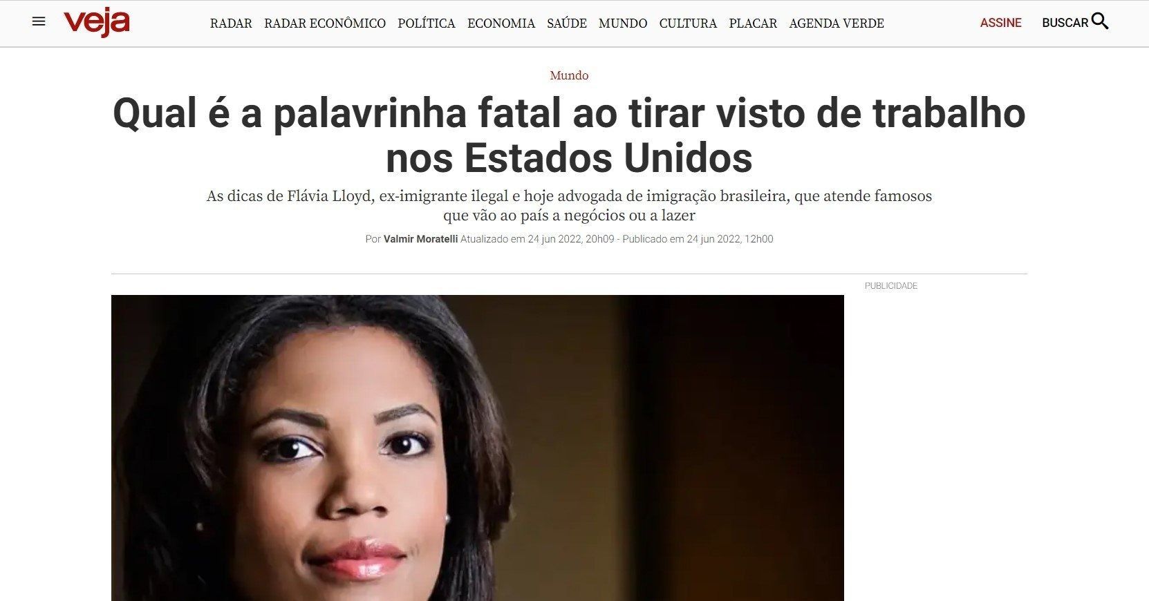 Headline of a Veja article titled 