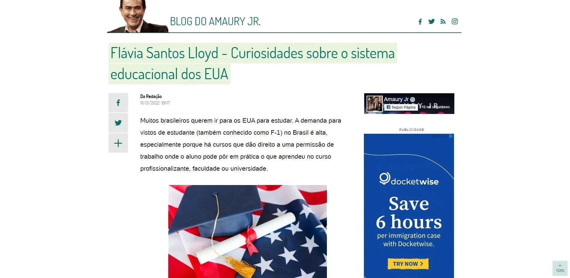 A webpage article titled 