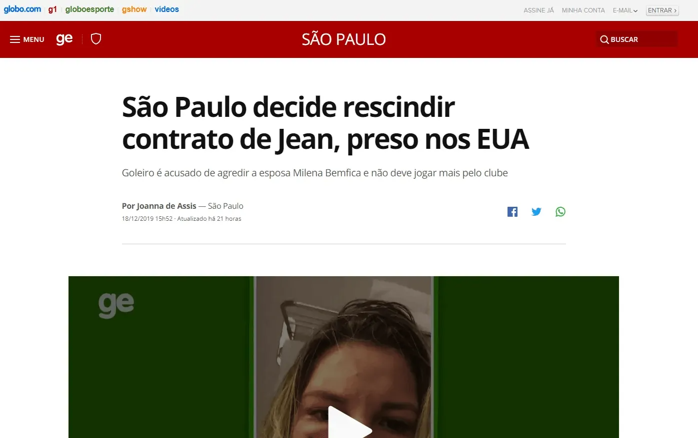 A news article headline titled 