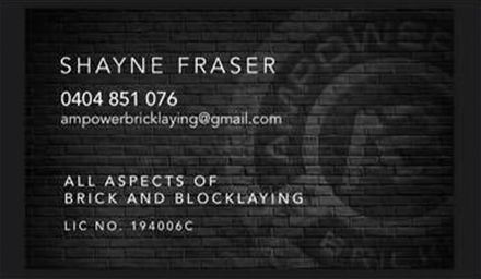 Business Card — Terrigal, NSW — Ampower Bricklayers Business Card — Terrigal, NSW — Ampower Bricklayers