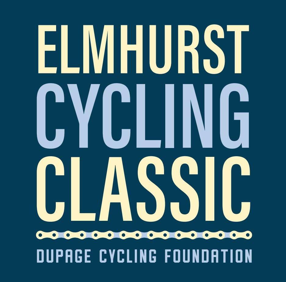 The logo for the elmhurst cycling classic dupage cycling foundation