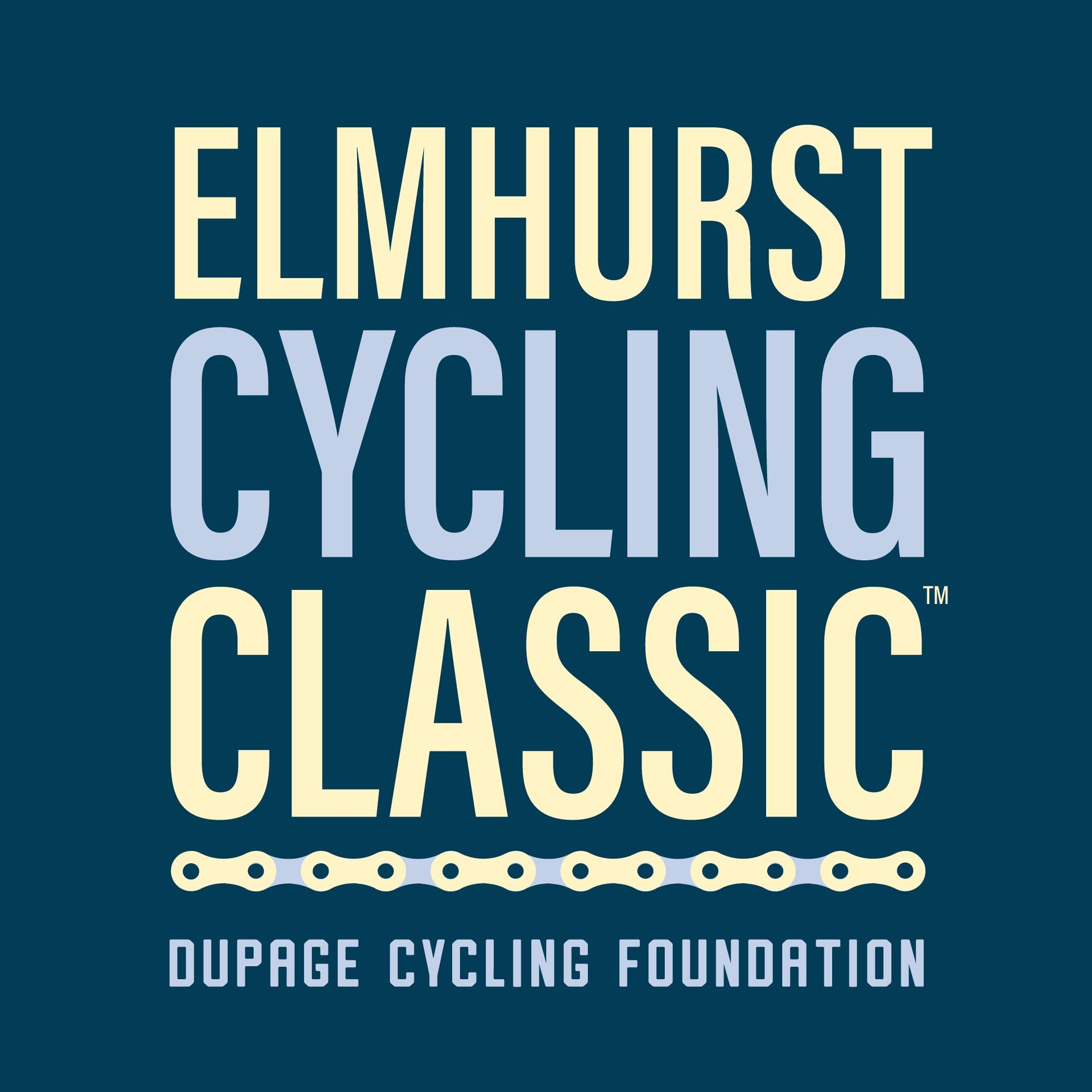 The logo for the elmhurst cycling classic dupage cycling foundation