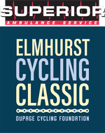 The logo for the elmhurst cycling classic dupage cycling foundation