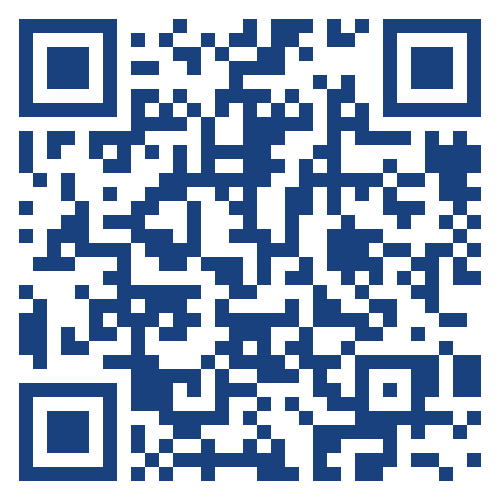 A blue and white qr code on a white background.