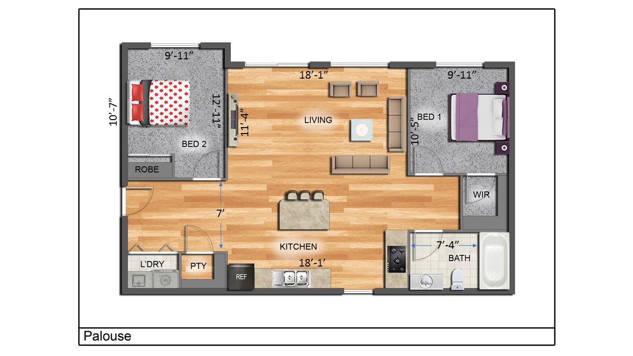3 BED, 2 BATH FLOOR PLAN
