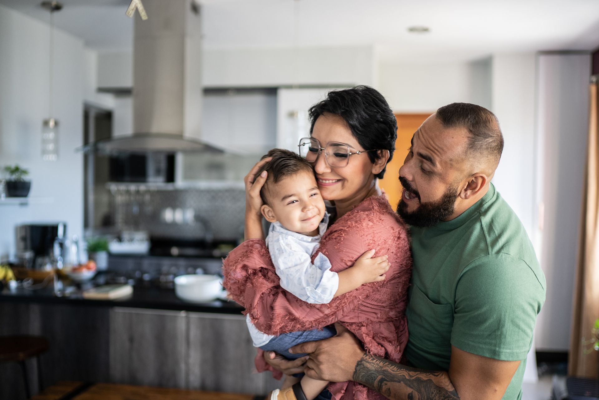 stock image of family with child