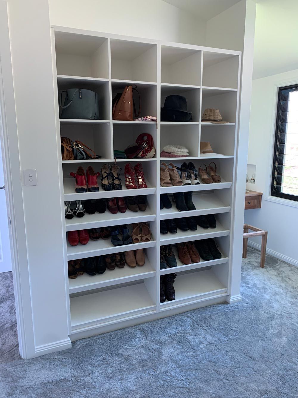 A Closet Filled With Lots Of Shoes And Handbags — Ben Lynch Cabinetmaking in Lismore, NSW