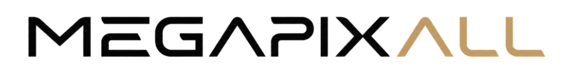MEGAPIXALL logo in black and gold on a white background